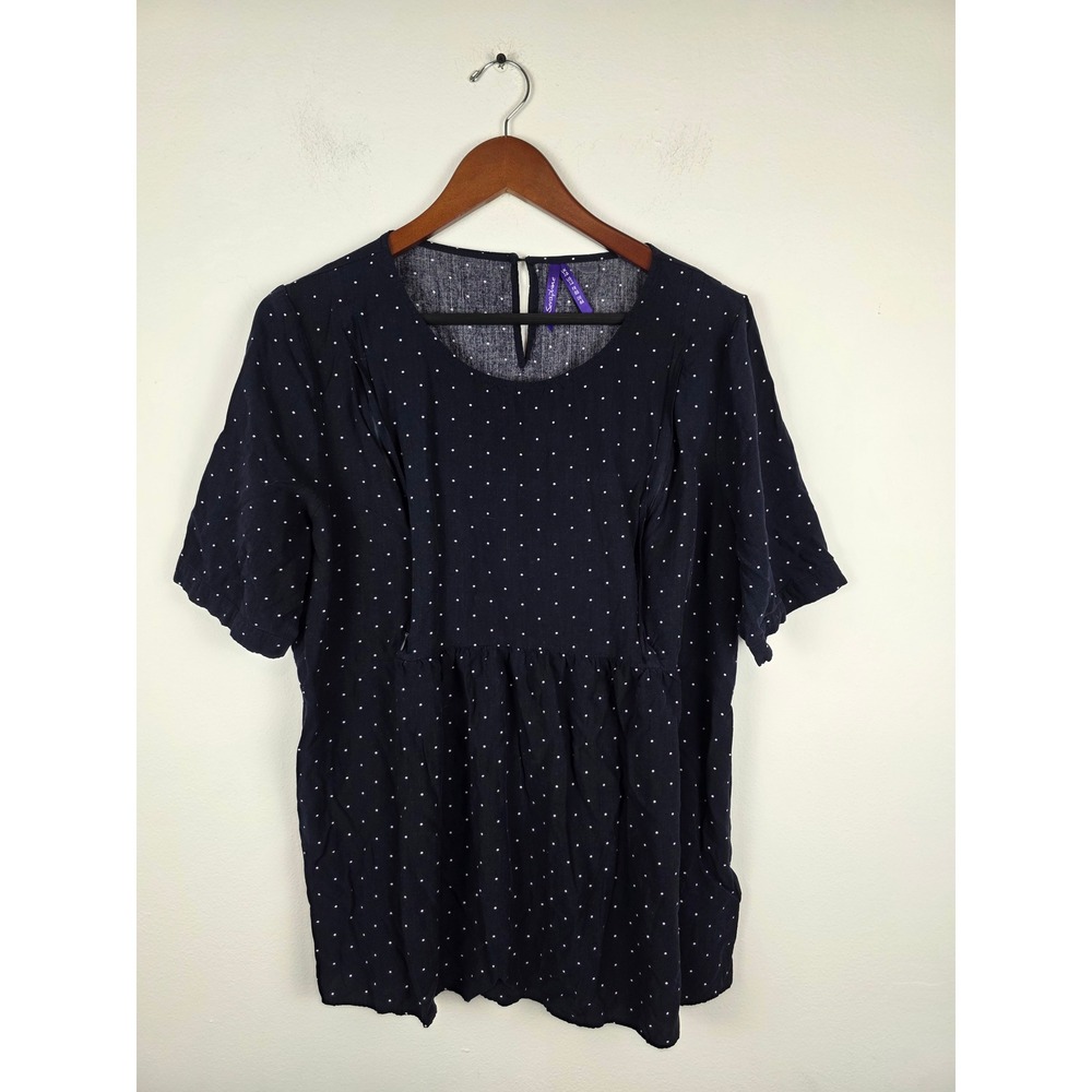 Seraphine Nursing Black Polka Dot Maternity Zipper Top Blouse Size 12